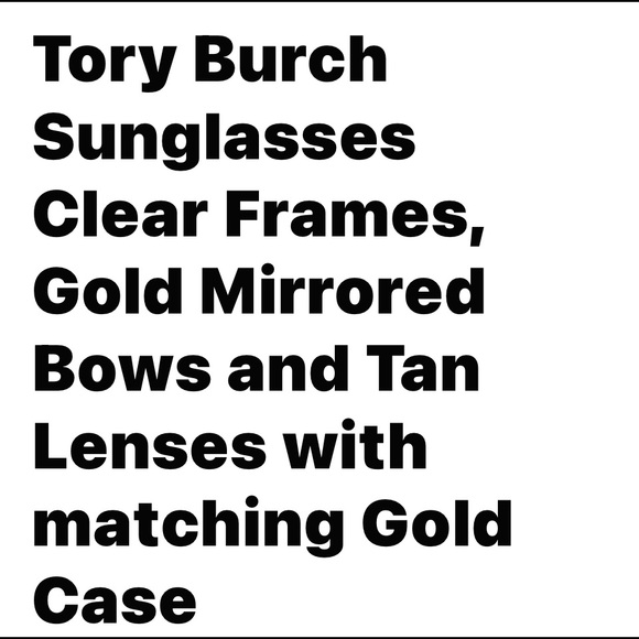 Tory Burch Sunglasses Clear Frames, Gold Mirrored Bows, Tan Lenses & Case - Picture 11 of 11